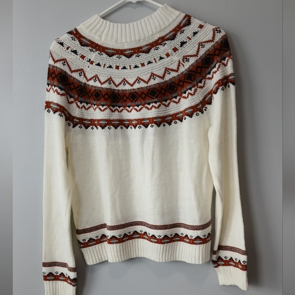 Telluride Clothing Co Cream Orange Fairisle Sweater Womens Large Lightweight - Picture 4 of 7